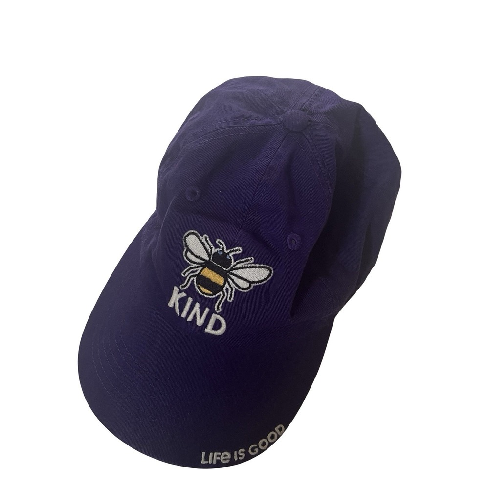 Life is Good Bee Kind‎ Purple Baseball Hat Cap Adjustable 100% Cotton Logo